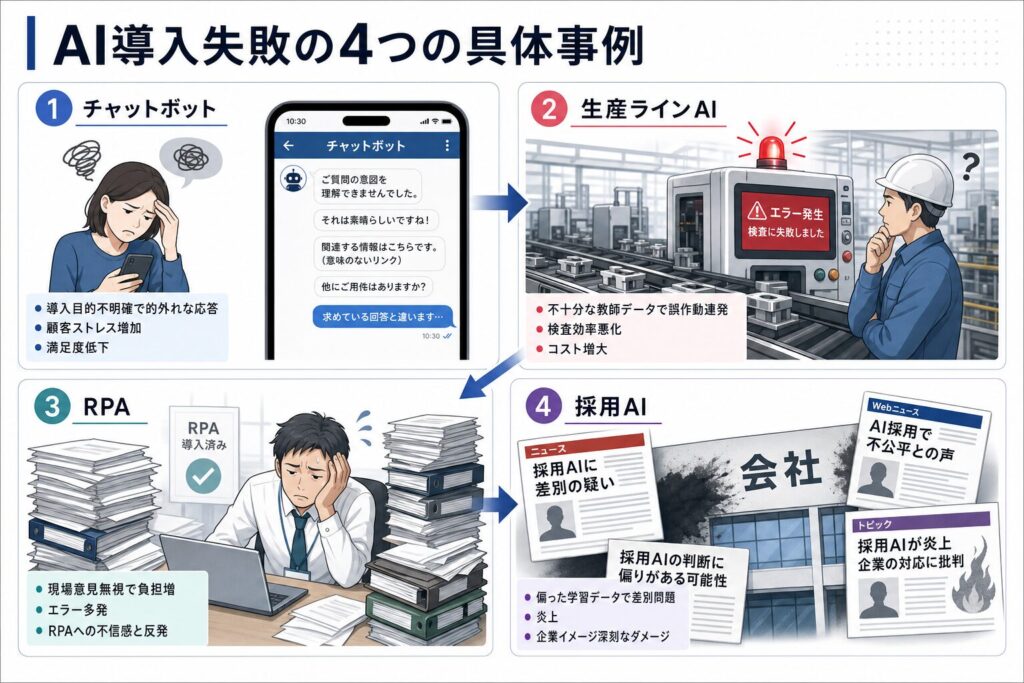 AI導入失敗の4つの典型事例のイメージ画像