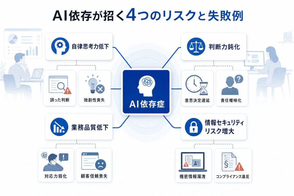 AI依存症のリスクマップと失敗例のイメージ画像