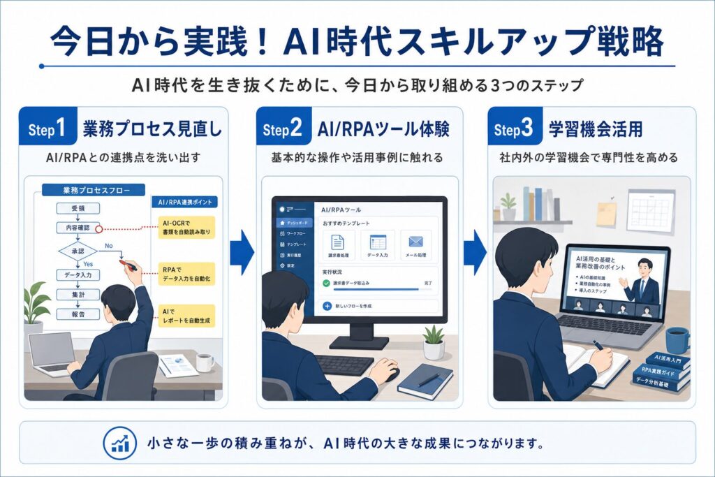 AI時代を生き抜く3つのスキルアップ戦略ロードマップのイメージ画像