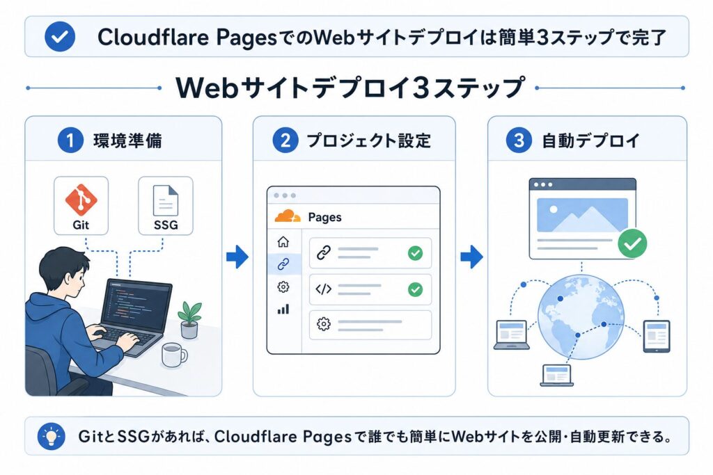 Cloudflare Pages Webサイトデプロイ手順