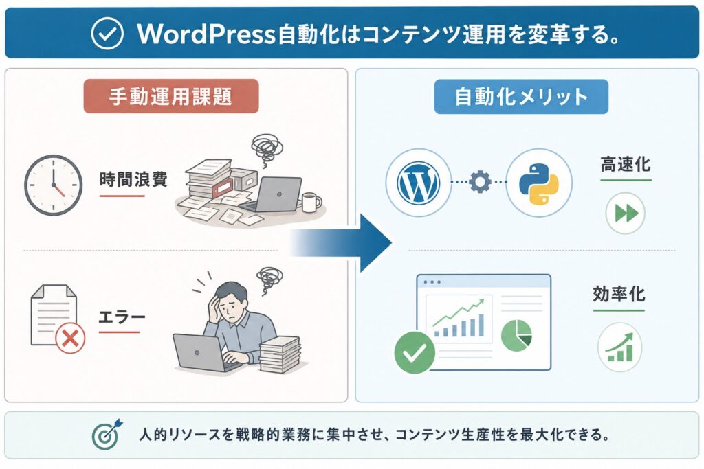 手動 vs 自動化：コンテンツ運用効率の比較