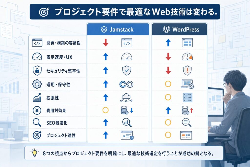 JamstackとWordPress 8視点比較